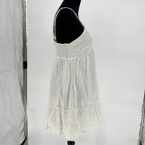 Wild‎ Fable White Eyelet Cami Babydoll Mini Short Dress Ruffle Hem Medium - Picture 4 of 10